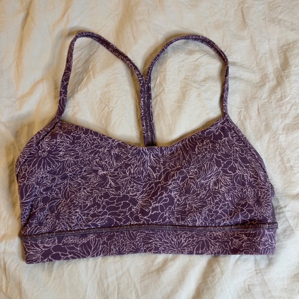 Purple Lululemon Floral Sports Bra